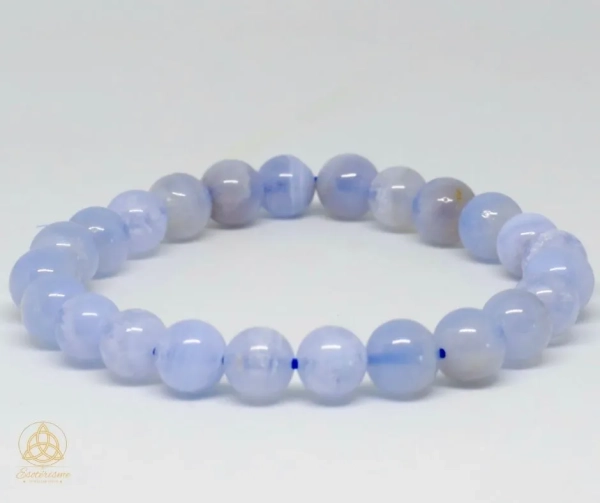 Bracelet-boule-Calcédoine- bleue-Namibie- AA-8mm-william-wood-le-squelette