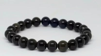 Bracelet boules Obsidienne Noire Oeil Céleste Mexique AA