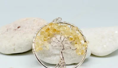Pendentif Arbre de Vie Citrine Chauffée