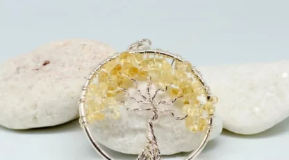 Pendentif Arbre de Vie Citrine Chauffée