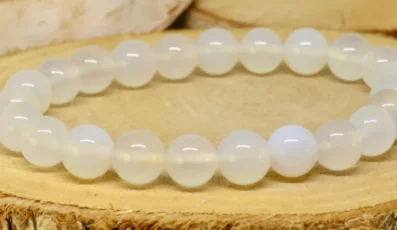 Bracelet Boule Agate Blanche