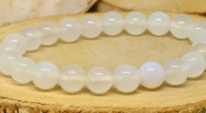 Bracelet boules Agate Blanche Inde A