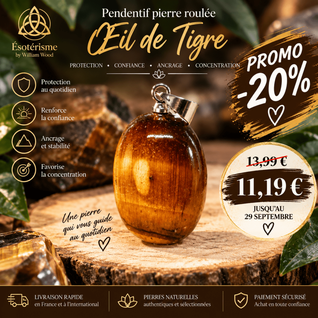 Pendentif pierre roulée œil de Tigre