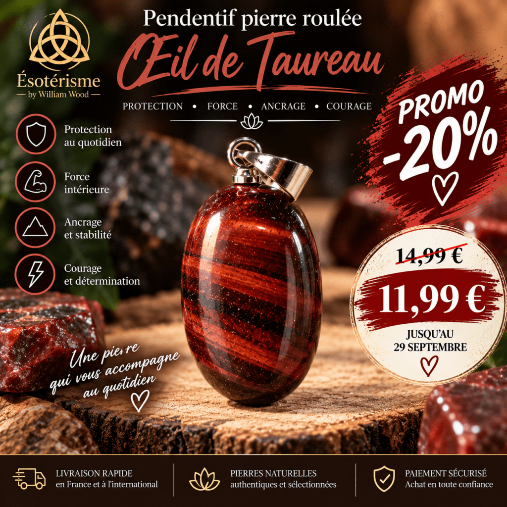 pendentif pierre roulée œil de Taureau