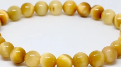 Bracelet boules Oeil de Tigre doré Afrique du sud AA