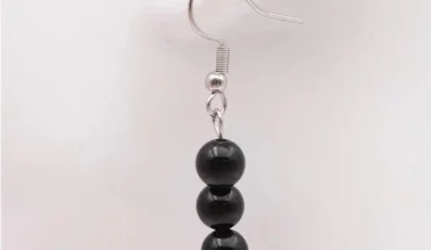 Boucles d&rsquo;oreilles boule Obsidienne noire 