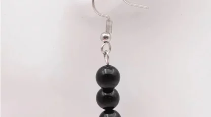Boucles d’oreille Obsidienne noire Mexique A