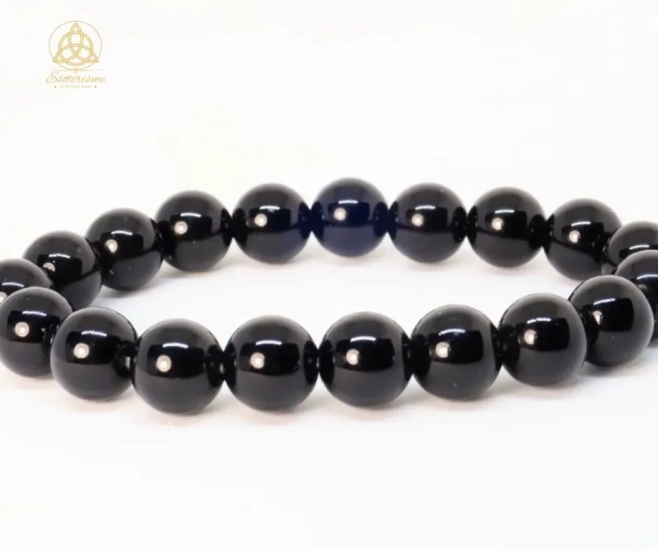 Bracelet boules 10mm Obsidienne Noire Mexique A-ésotérisme-by-william-wood