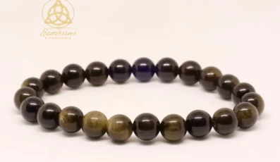 Bracelet Boule Obsidienne Dorée