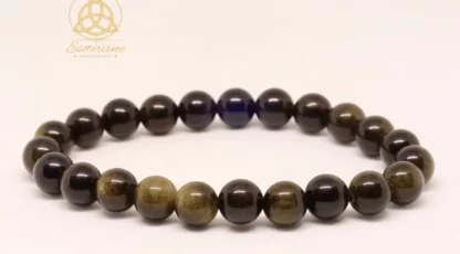 Bracelet boules 08mm Obsidienne Dorée AA du Mexique