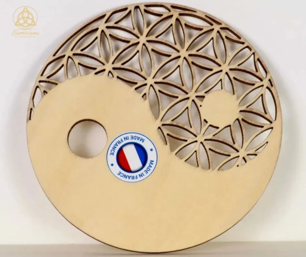 plaque-bois-fleur-de-vie-yin-et-yang--ésotérisme-by-william-wood