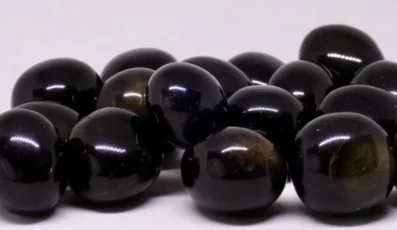 Pierre Roulée Obsidienne Dorée Ronde du Mexique AA