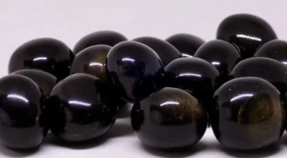 Pierre Roulée Obsidienne Dorée Ronde du Mexique AA