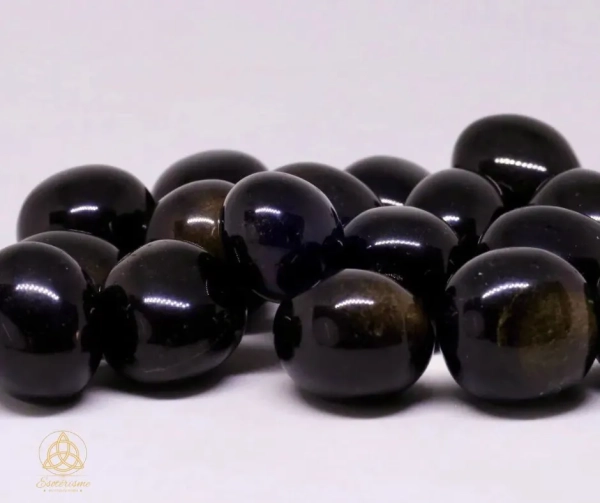 Pierre Roulée Obsidienne Dorée Ronde du Mexique AA-ésotérisme-by-william-wood
