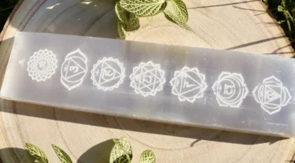 Plaque Sélénite 7 chakras A+
