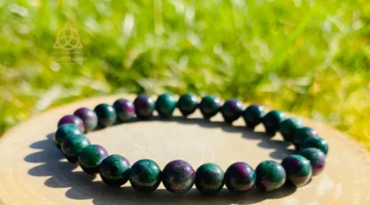 Bracelet boule 08mm Rubis sur Fuschite AAA D’inde