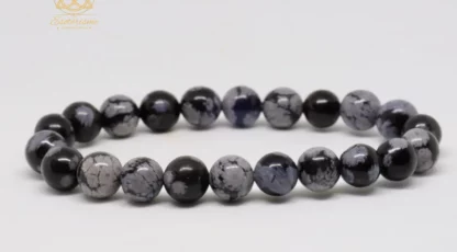 Bracelet boules 08mm Obsidienne Flocon de neige des Etat Unis A