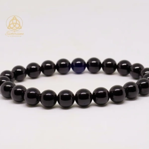Bracelet boule spinelle noir naturel – protection énergétique lithothérapie