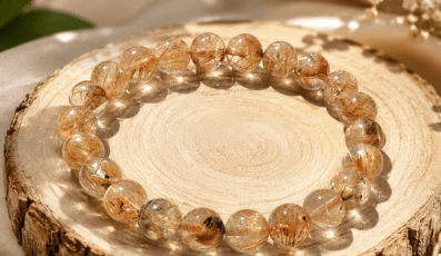Bracelet Boule cristal de roche rutile hématite (8mm)