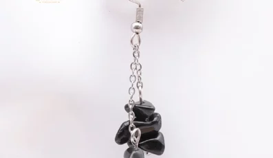 Boucles d&rsquo;oreilles Baroque Obsidienne noire 
