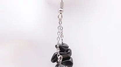 Boucles d’oreille Baroque Obsidienne noire Mexique A