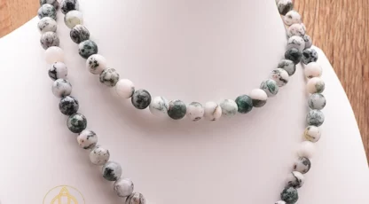 Collier Boules 8mm agate arbre  AB du Brésil