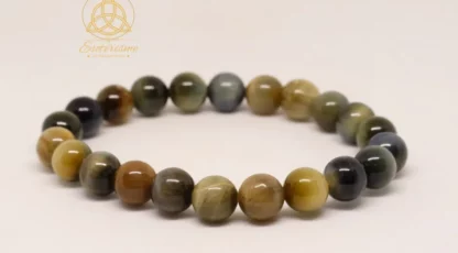 Bracelet boules Oeil de Tigre doré Afrique du sud A (modèle 3)