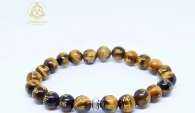 Bracelet Boule Œil de Tigre Gravé