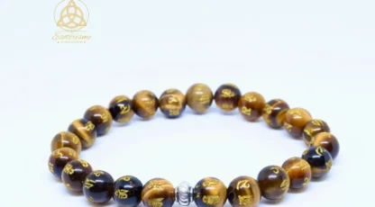 Bracelet boules Oeil de Tigre Gravé d’Afrique du sud AA
