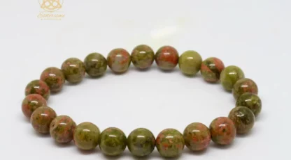 Bracelet boule 08mm Unakite A d’Afrique du sud