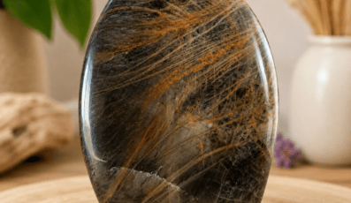 Pierre forme libre pierre de Lune noire  (368g)
