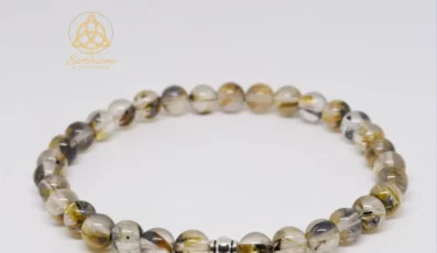 Bracelet cristal de roche rutile hématite(6mm)