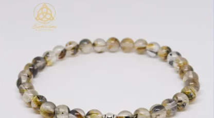 Bracelet Boules 6mm en cristal de roche rutile hématite AAA+ du Brésil