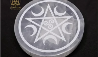 Plaque sélénite lune et étoile 