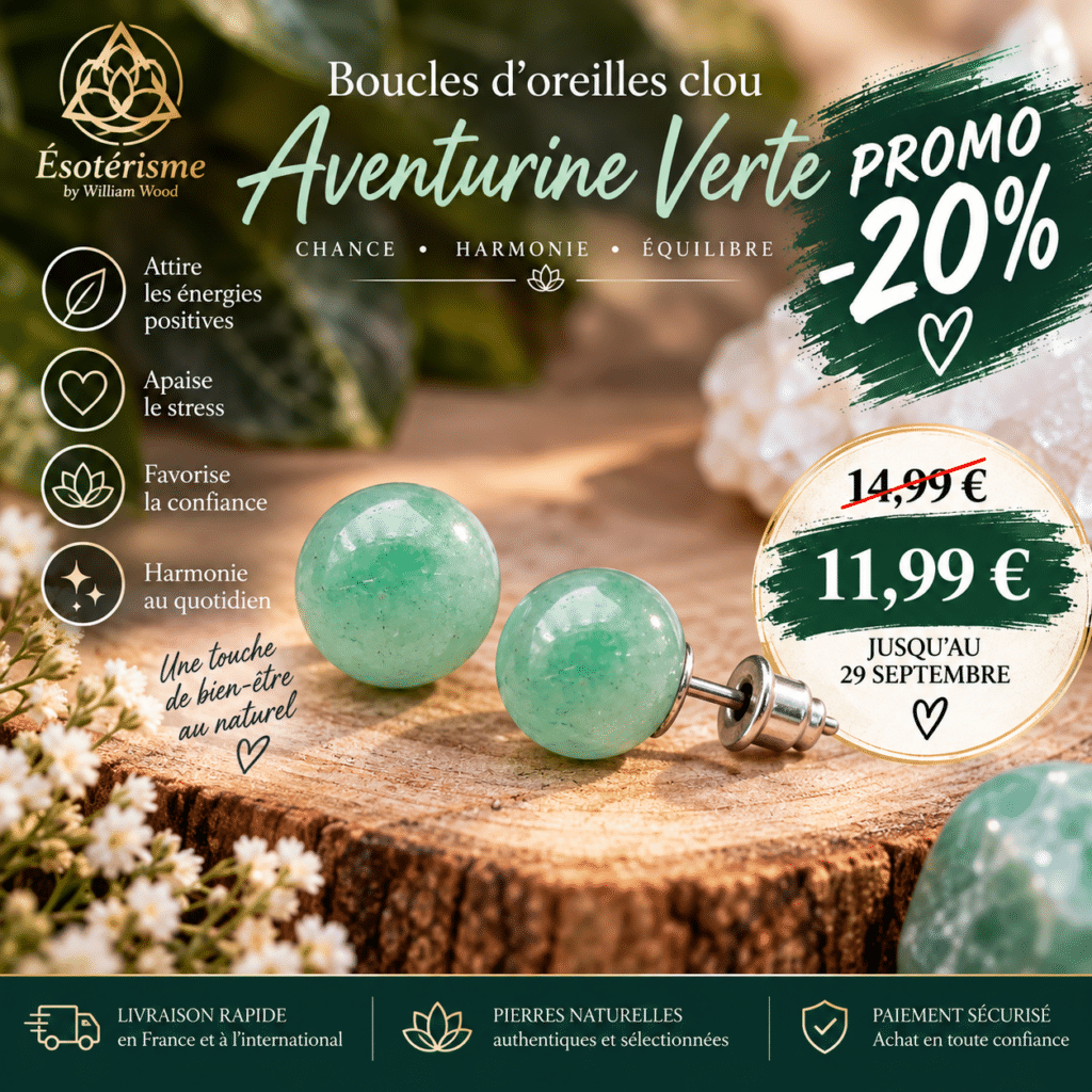 Boucles d'oreilles clou aventurine verte