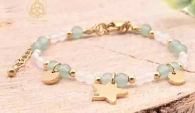 Bracelet Mira doré aventurine verte, cristal de roche A