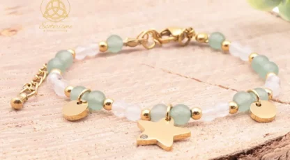 Bracelet Mira doré aventurine verte, cristal de roche A