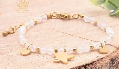 Bracelet Mira doré cristal de roche crack, cristal de roche A