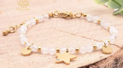 Bracelet Mira doré cristal de roche crack, cristal de roche A