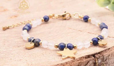 BRACELET MIRA DORÉ LAPIS LAZULI, CRISTAL DE ROCHE A