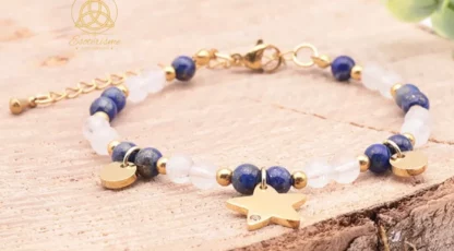 BRACELET MIRA DORÉ LAPIS LAZULI, CRISTAL DE ROCHE A