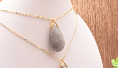 Pendentif goutte sautoir labradorite