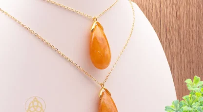 Pendentif goutte sautoir quartz ferrugineux A