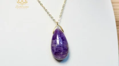 Pendentif goutte sautoir améthyste A