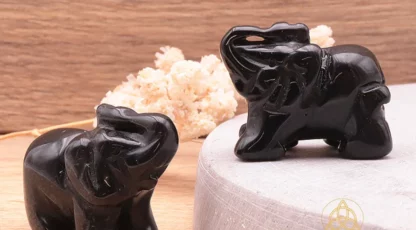 Eléphant en obsidienne noire