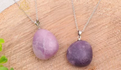 Pendentif Pierre Roulée lépidolite 