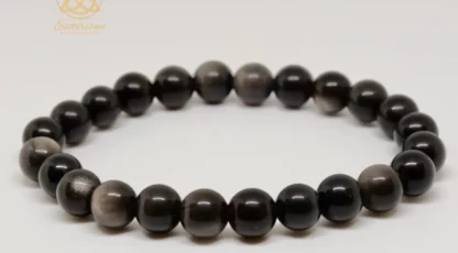 Bracelet boules 8mm Obsidienne argentée AA