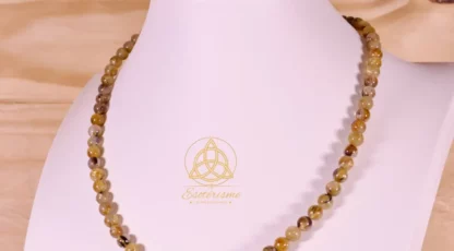 Collier Boules cristal de roche rutile hématite AAA+ du Brésil