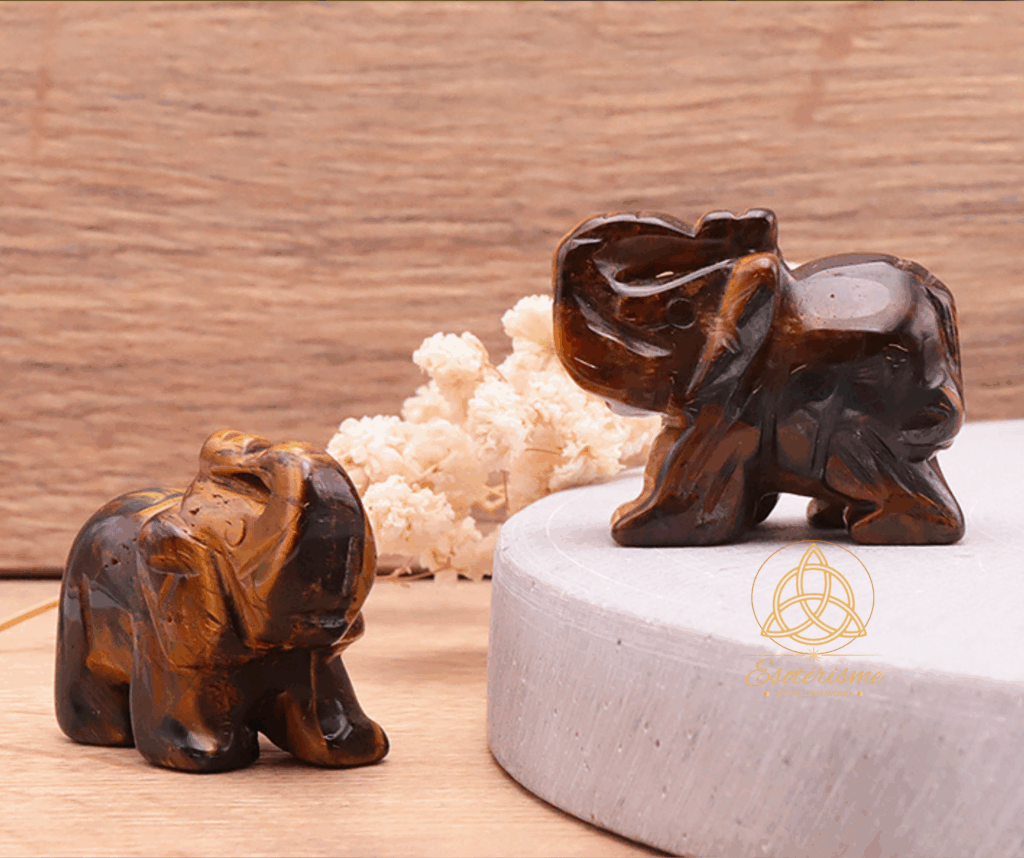 éléphant en oeil de tigre