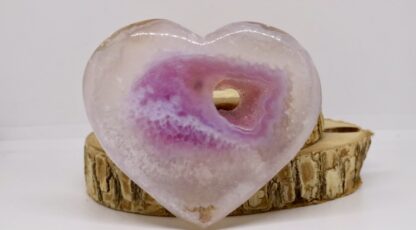 Figurine cœur agate rose (M3)
